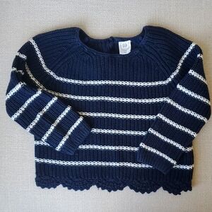 Baby Gap navy and white scalloped sweater